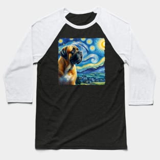 Starry Mastiff Dog Portrait - Pet Portrait Baseball T-Shirt